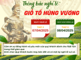 LỊCH NGHỈ GIỖ TỔ HÙNG VƯƠNG 2025 - F&B TEA NGHỈ LỄ NGÀY 07 THÁNG 04